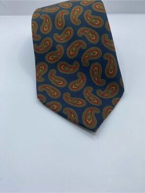 Coach Navy Silk Tie with Red & Gold Paisley With Some Ripping/Damage see pics